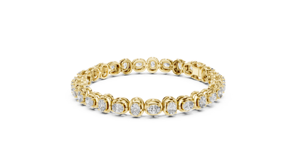 Cushion-Cut Blue Gemstone Eternity Ring with Diamond-Style Pavé Setting