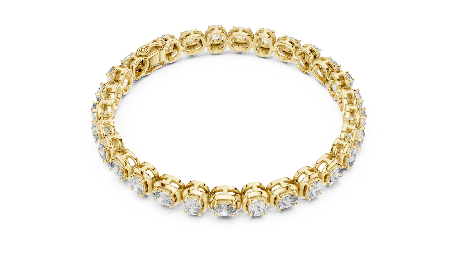 Cushion-Cut Blue Gemstone Eternity Ring with Diamond-Style Pavé Setting