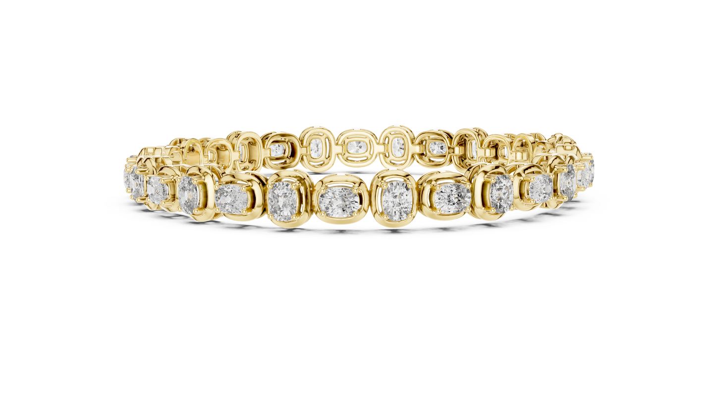 Cushion-Cut Blue Gemstone Eternity Ring with Diamond-Style Pavé Setting