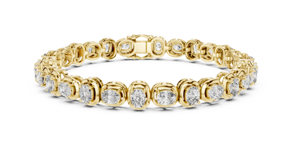 Cushion-Cut Blue Gemstone Eternity Ring with Diamond-Style Pavé Setting