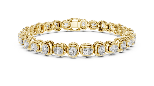 Cushion-Cut Blue Gemstone Eternity Ring with Diamond-Style Pavé Setting