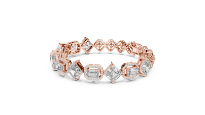 Geometric Emerald & Diamond Link Bracelet