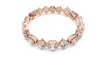 Geometric Emerald & Diamond Link Bracelet