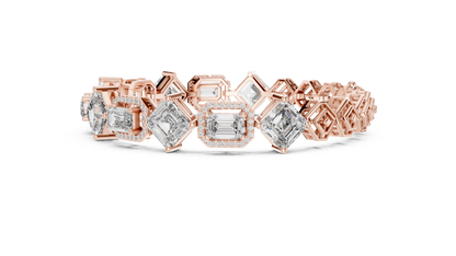 Geometric Emerald & Diamond Link Bracelet
