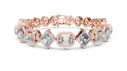 Geometric Emerald & Diamond Link Bracelet