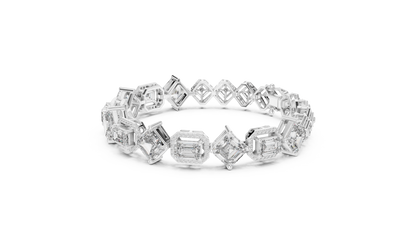 Geometric Emerald & Diamond Link Bracelet