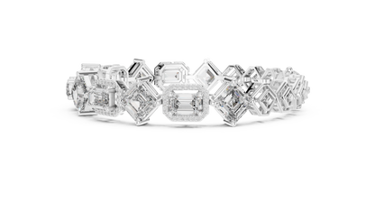 Geometric Emerald & Diamond Link Bracelet
