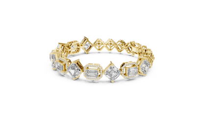 Geometric Emerald & Diamond Link Bracelet