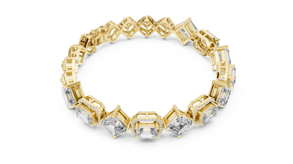 Geometric Emerald & Diamond Link Bracelet