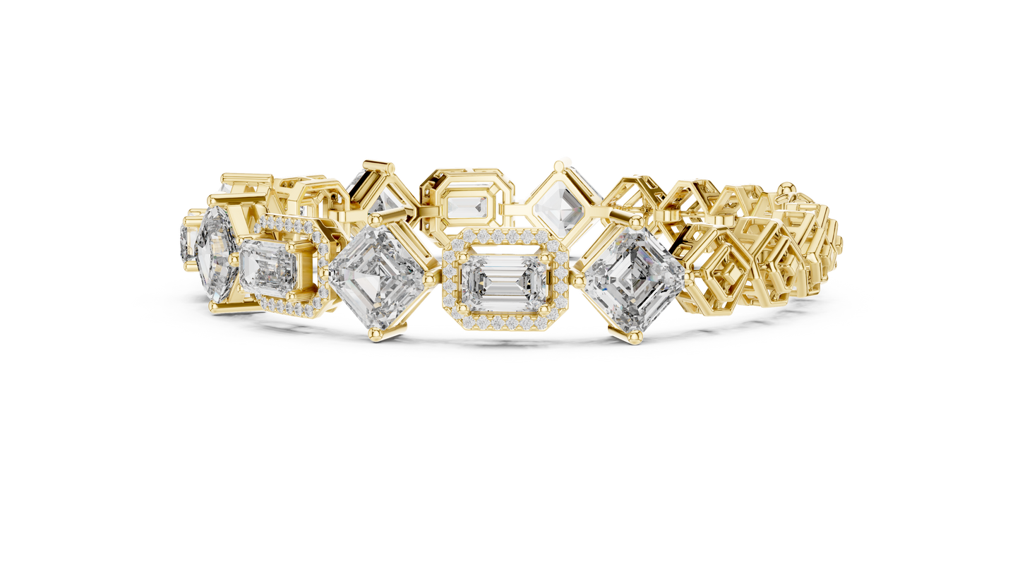 Geometric Emerald & Diamond Link Bracelet