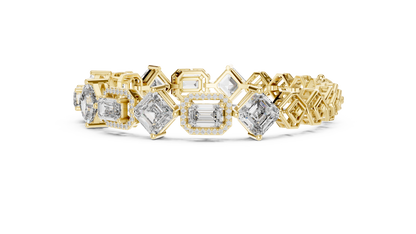 Geometric Emerald & Diamond Link Bracelet