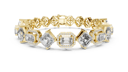Geometric Emerald & Diamond Link Bracelet