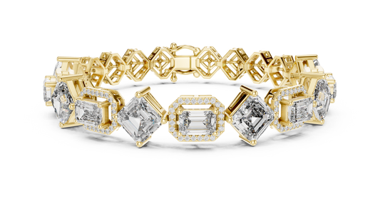 Geometric Emerald & Diamond Link Bracelet