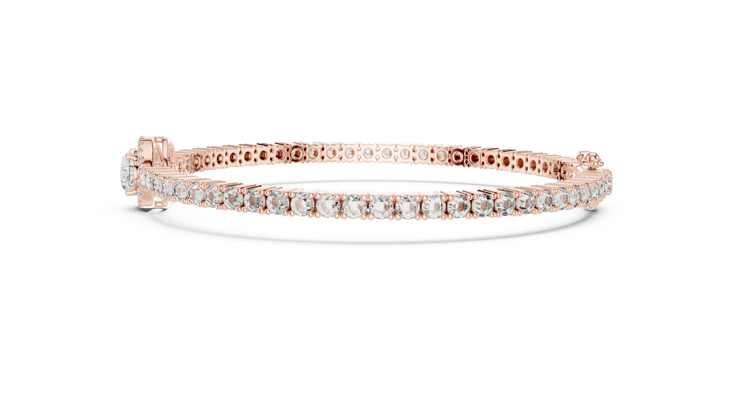 Oval Blue Gemstone & Diamond Tennis Bracelet
