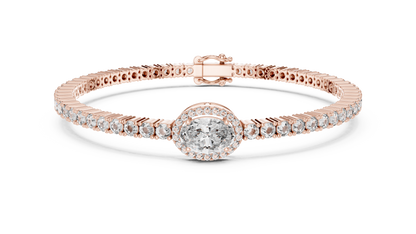 Oval Blue Gemstone & Diamond Tennis Bracelet