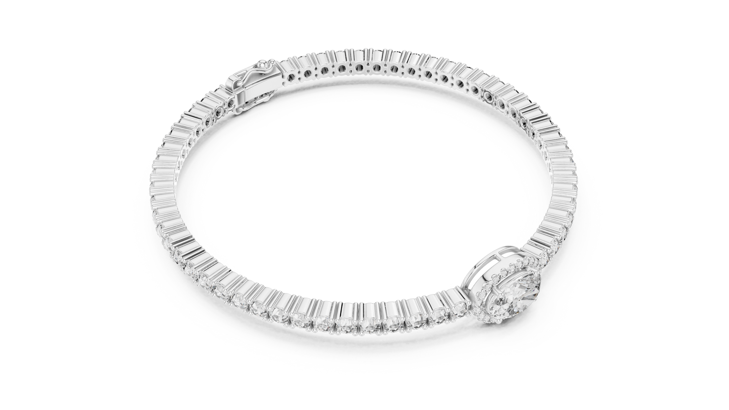 Oval Blue Gemstone & Diamond Tennis Bracelet