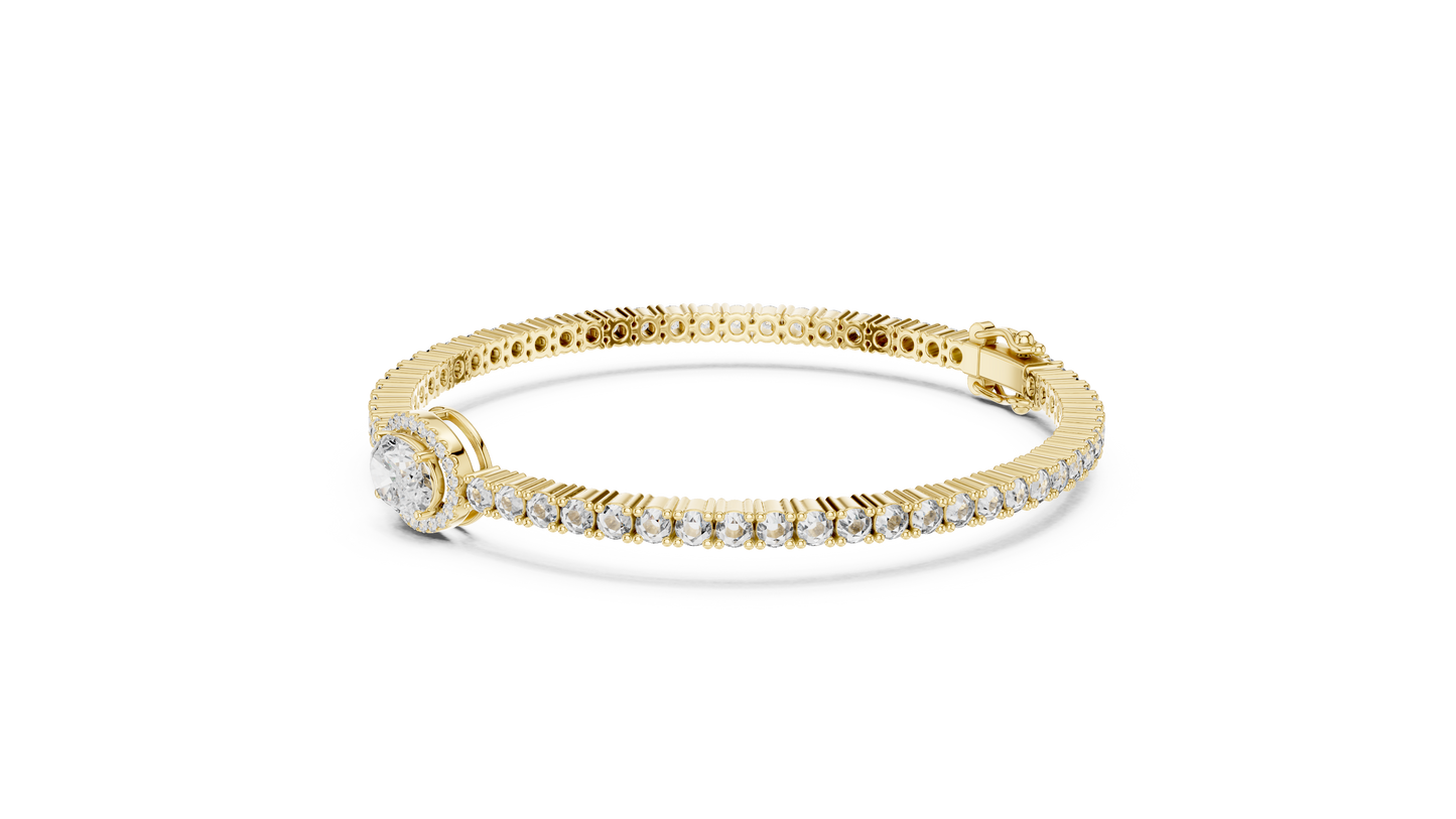 Oval Blue Gemstone & Diamond Tennis Bracelet