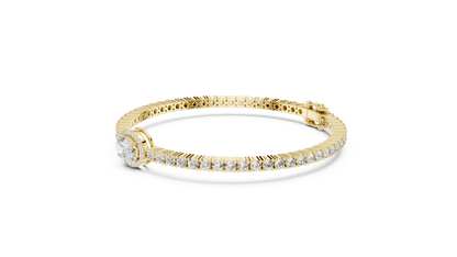 Oval Blue Gemstone & Diamond Tennis Bracelet