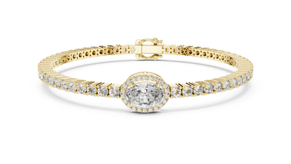 Oval Blue Gemstone & Diamond Tennis Bracelet