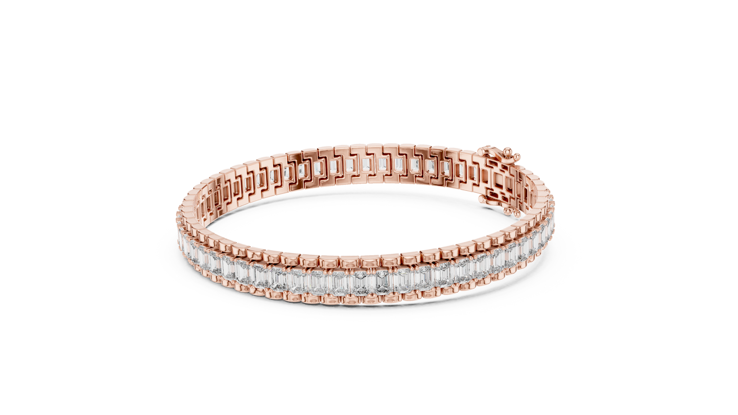 Emerald-Cut Blue Diamond Tennis Bracelet