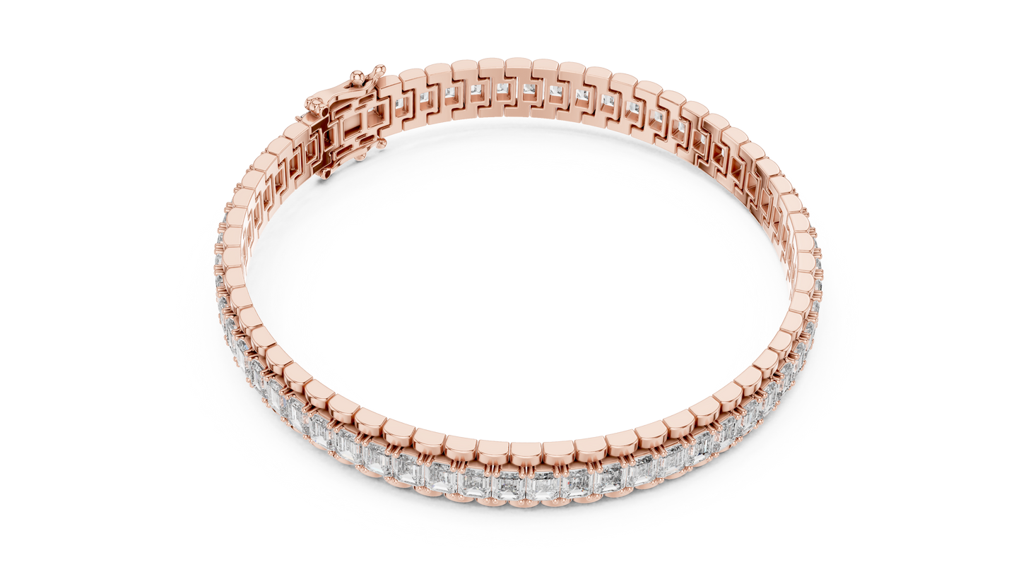 Emerald-Cut Blue Diamond Tennis Bracelet