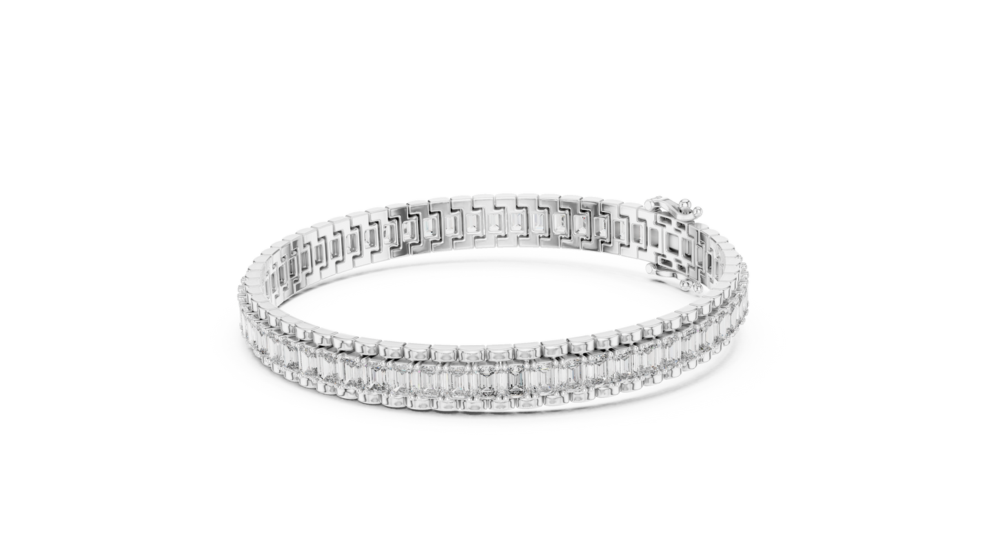Emerald-Cut Blue Diamond Tennis Bracelet