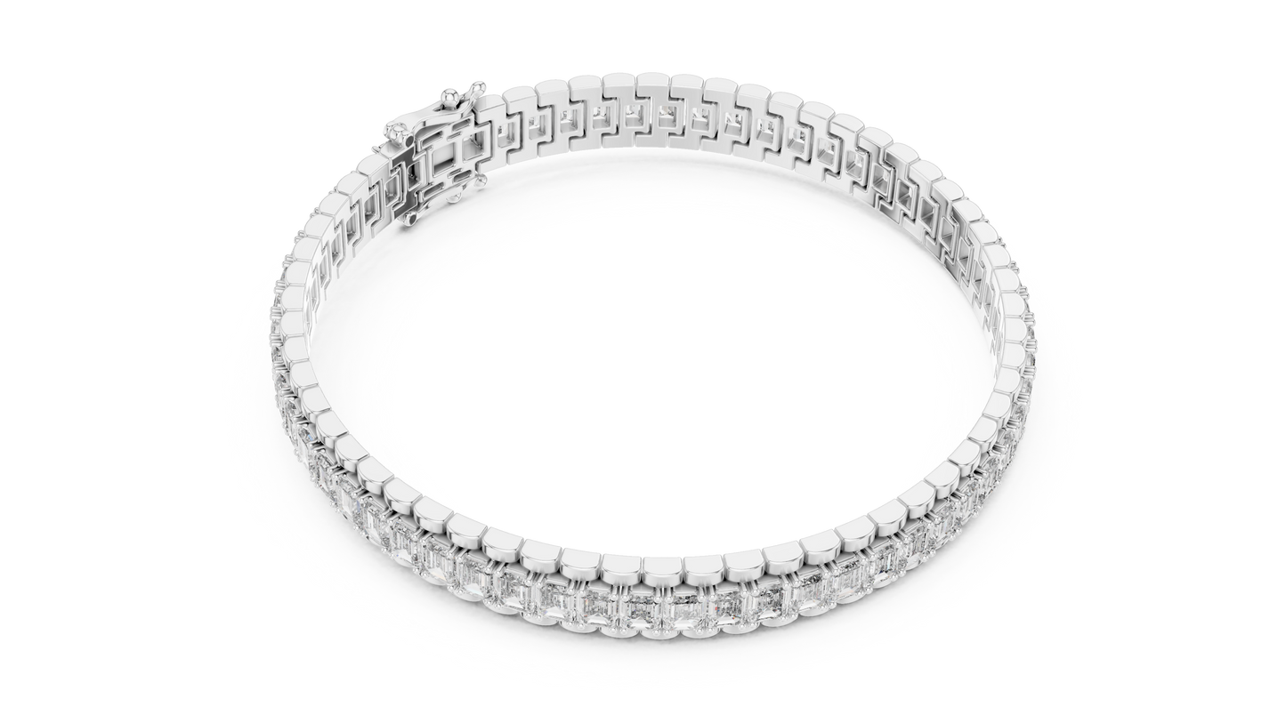 Emerald-Cut Blue Diamond Tennis Bracelet