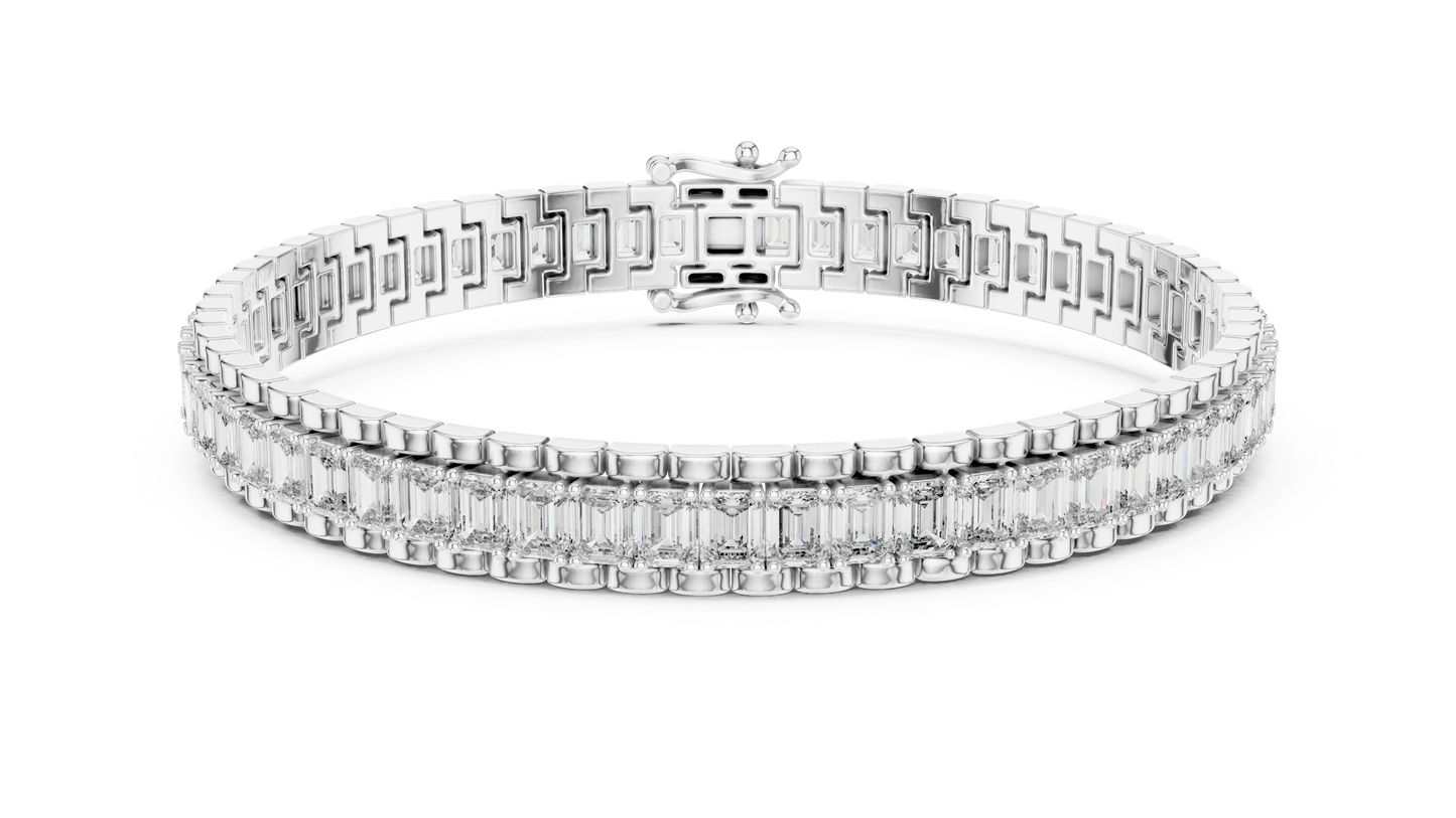 Emerald-Cut Blue Diamond Tennis Bracelet
