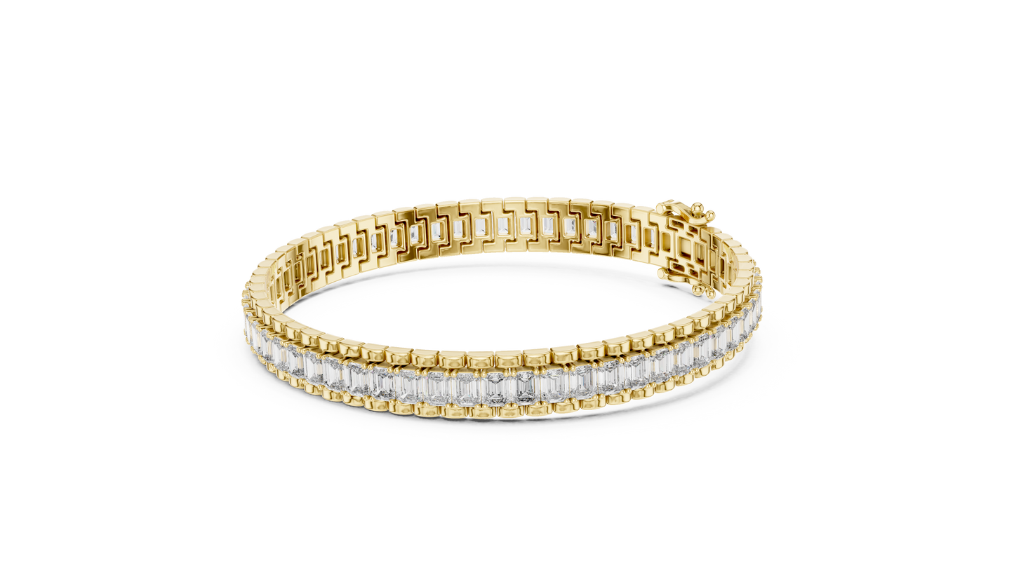 Emerald-Cut Blue Diamond Tennis Bracelet