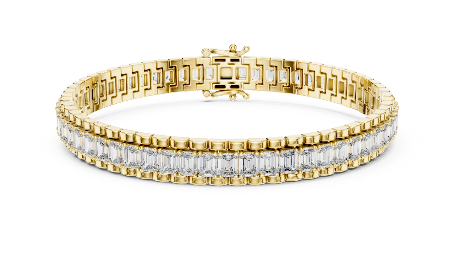 Emerald-Cut Blue Diamond Tennis Bracelet
