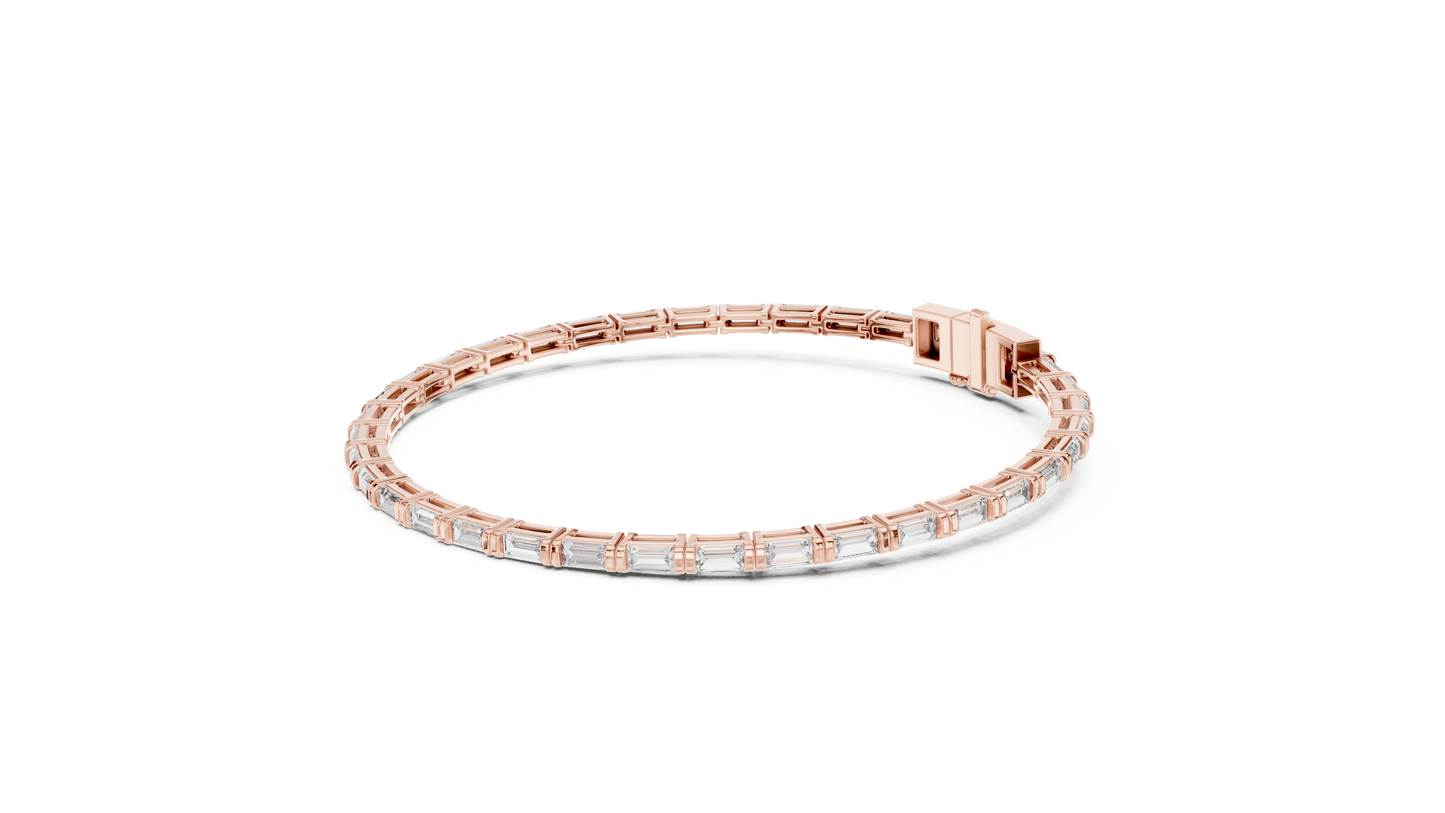 Baguette-Cut Blue Diamond Tennis Bracelet