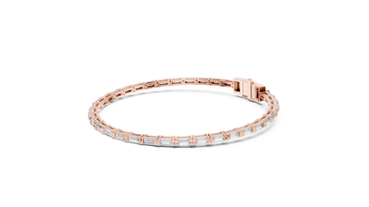 Baguette-Cut Blue Diamond Tennis Bracelet