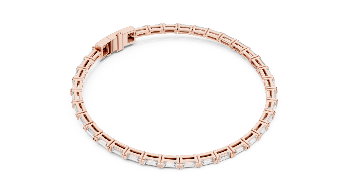 Baguette-Cut Blue Diamond Tennis Bracelet