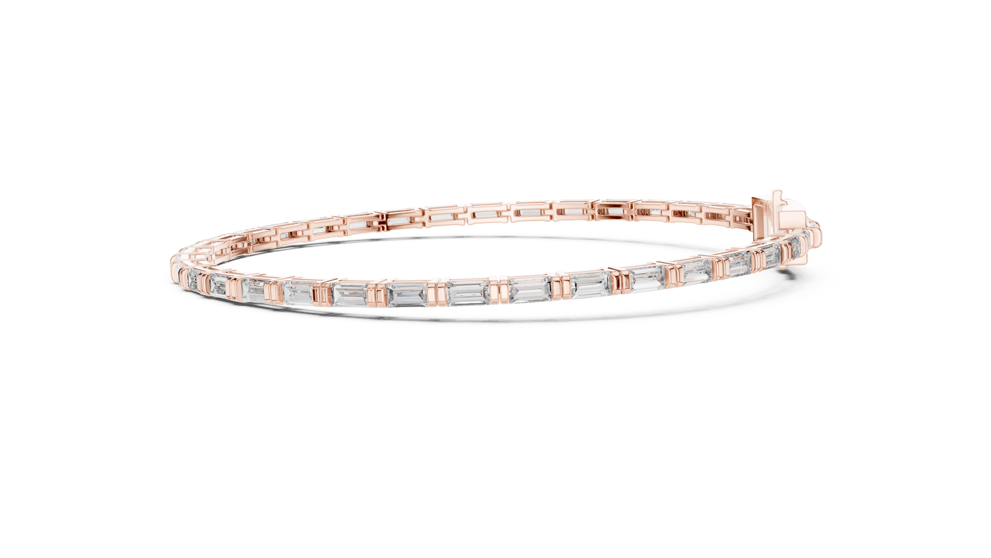 Baguette-Cut Blue Diamond Tennis Bracelet