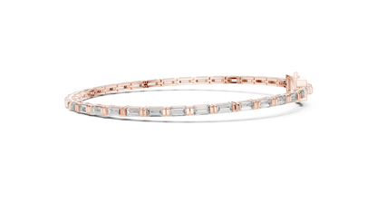 Baguette-Cut Blue Diamond Tennis Bracelet