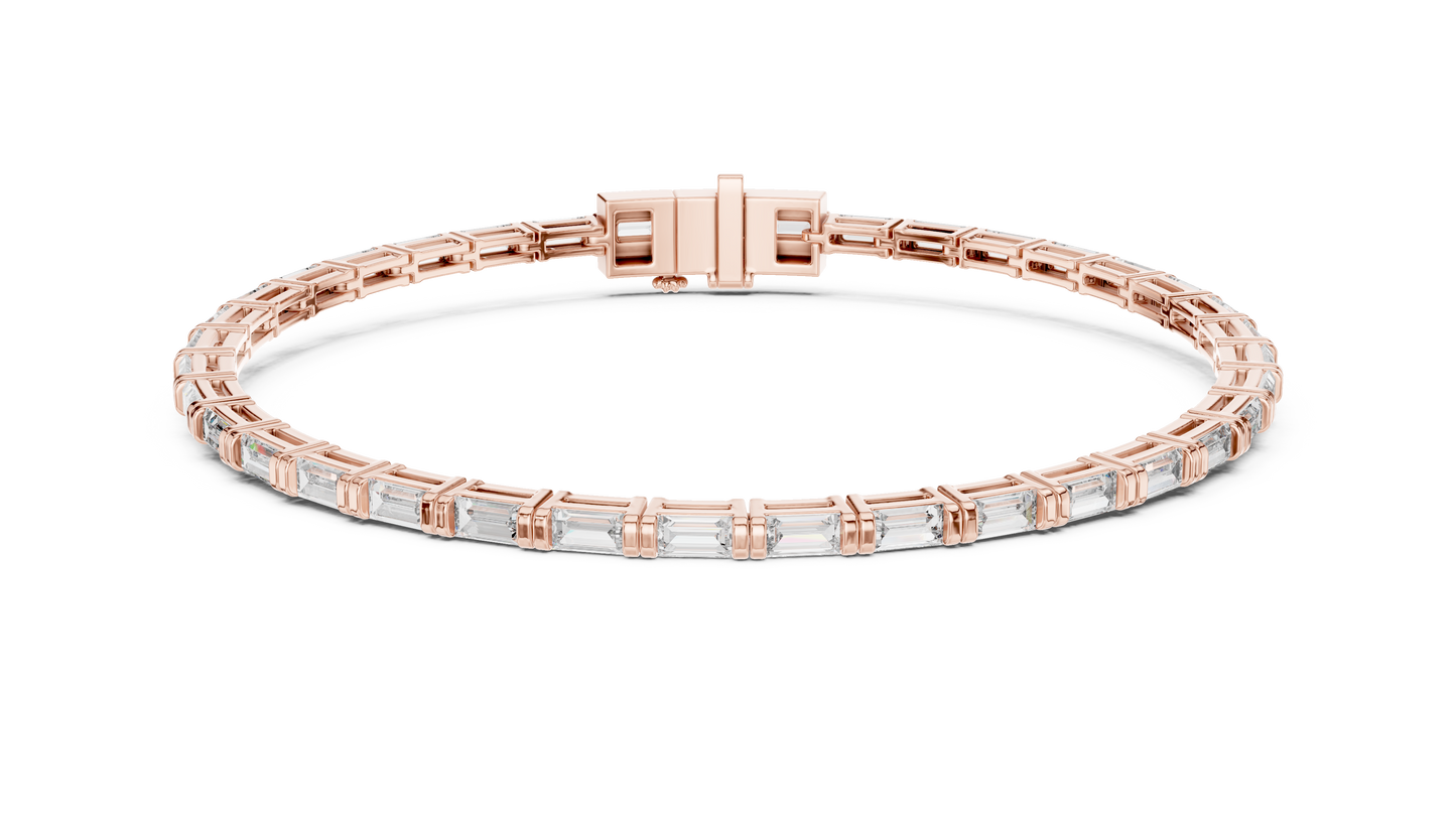 Baguette-Cut Blue Diamond Tennis Bracelet