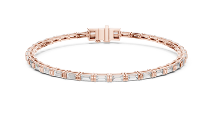 Baguette-Cut Blue Diamond Tennis Bracelet