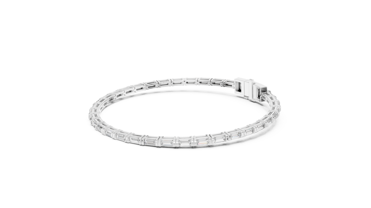Baguette-Cut Blue Diamond Tennis Bracelet