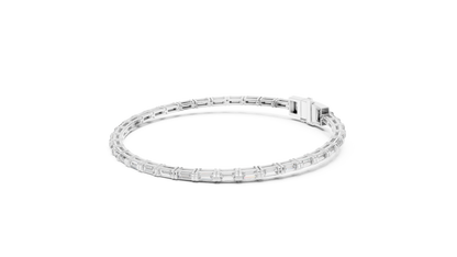 Baguette-Cut Blue Diamond Tennis Bracelet