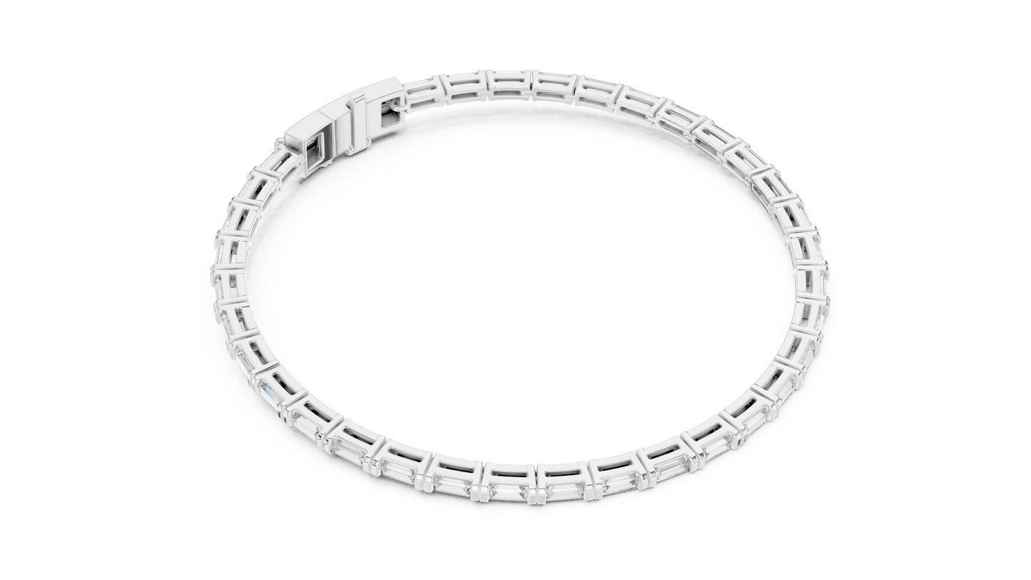 Baguette-Cut Blue Diamond Tennis Bracelet