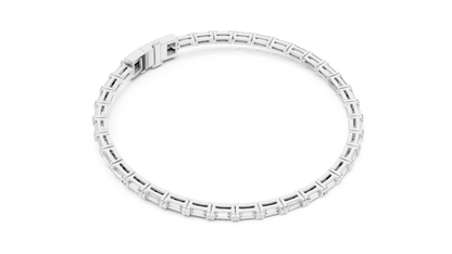 Baguette-Cut Blue Diamond Tennis Bracelet