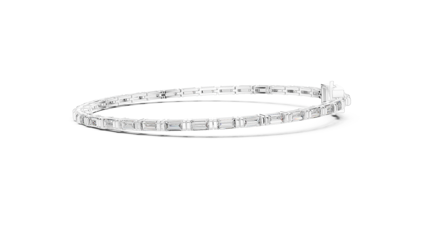 Baguette-Cut Blue Diamond Tennis Bracelet