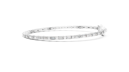 Baguette-Cut Blue Diamond Tennis Bracelet