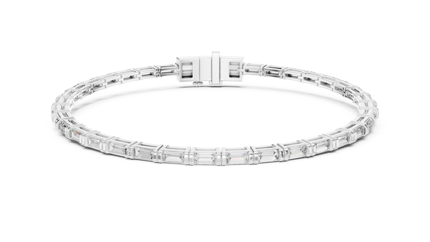 Baguette-Cut Blue Diamond Tennis Bracelet