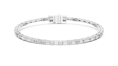 Baguette-Cut Blue Diamond Tennis Bracelet