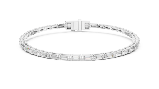 Baguette-Cut Blue Diamond Tennis Bracelet