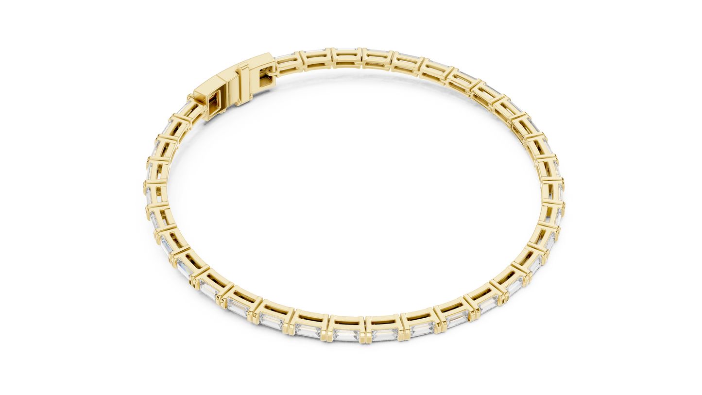 Baguette-Cut Blue Diamond Tennis Bracelet