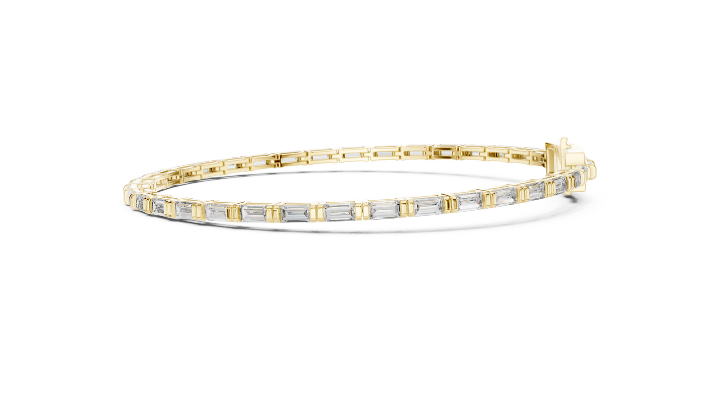 Baguette-Cut Blue Diamond Tennis Bracelet