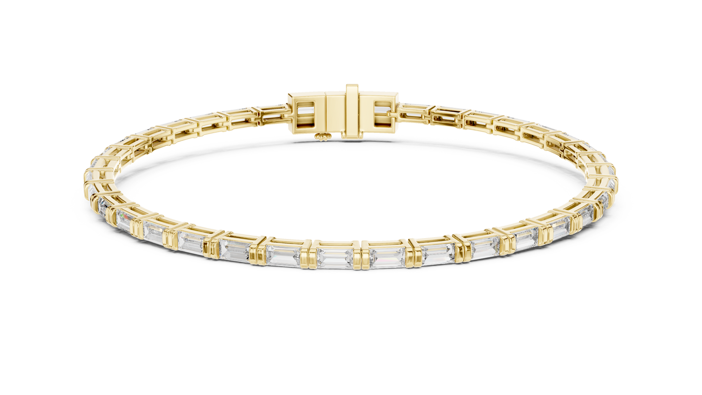 Baguette-Cut Blue Diamond Tennis Bracelet