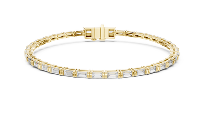 Baguette-Cut Blue Diamond Tennis Bracelet